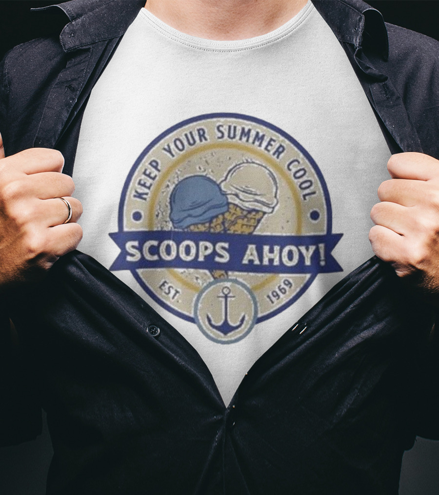 Keep Your Summer Cool Scoops Ahoy Est 1969 Ice Cream Anchor T-Shirt