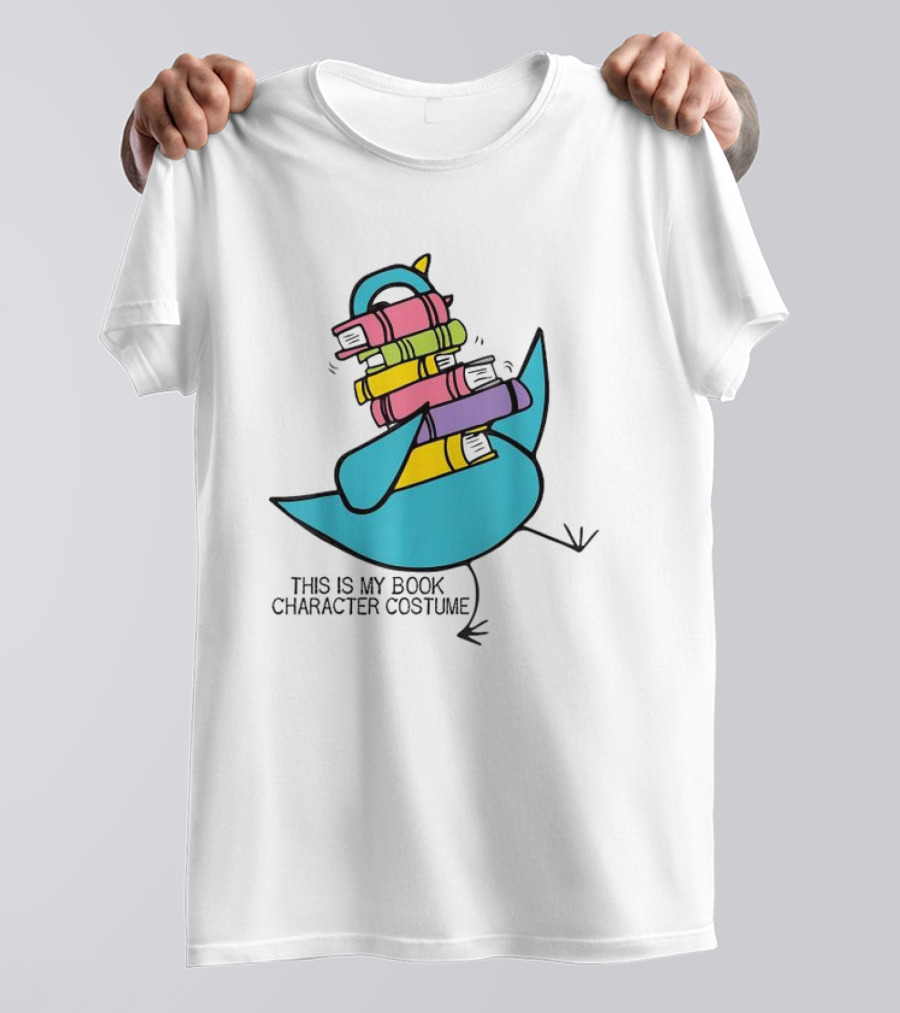 This Is My Book Character Costume Pigeon Holding Stack Of Books T-Shirt