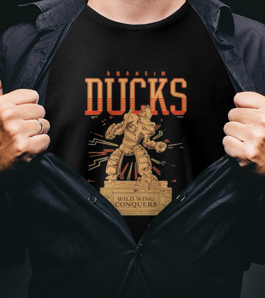 Anaheim Ducks Wild Wing Conquers Statue T-Shirt