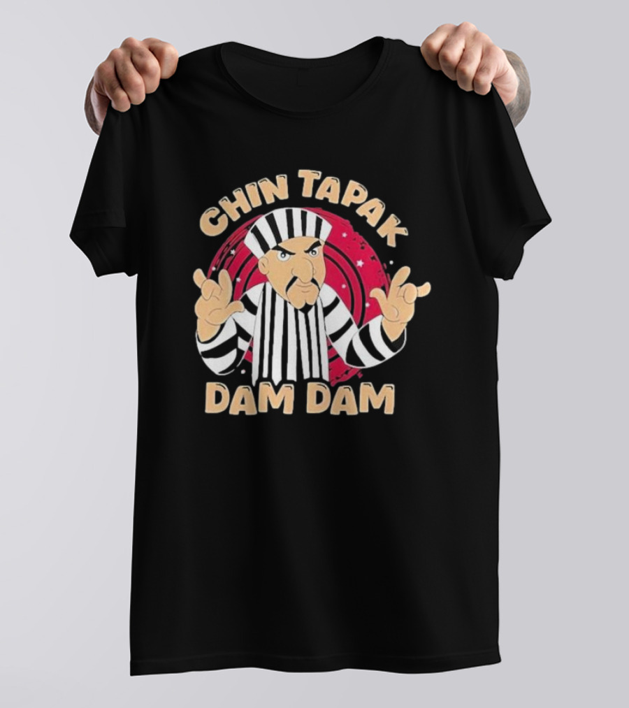 Chin Tapak Dam Dam Cartoon Villain With Stripes And Stars T-Shirt