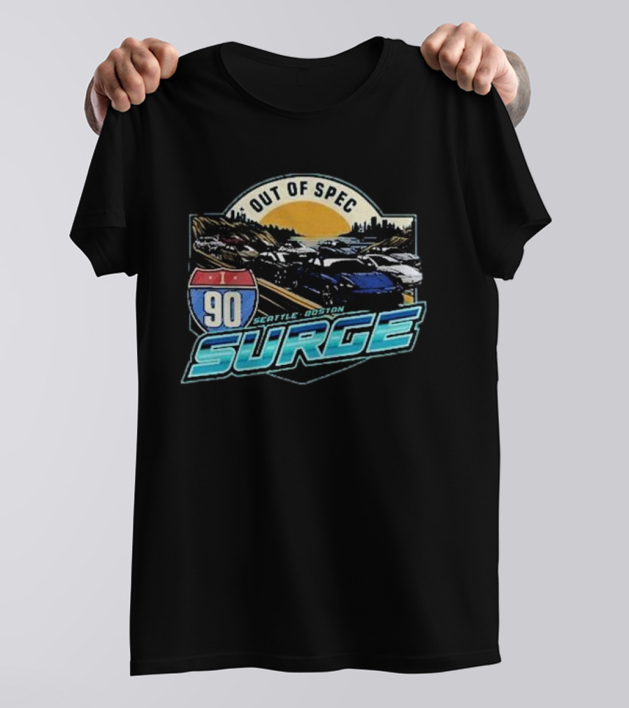 I-90 Surge Out Of Spec Seattle Boston Highway Traffic Scene T-Shirt