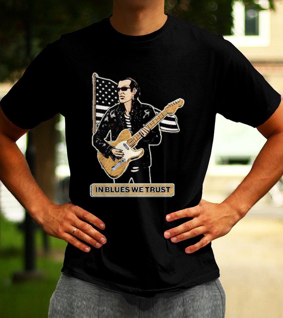 In Blues We Trust Joe Bonamassa Blues Hero American Flag Guitar T-Shirt