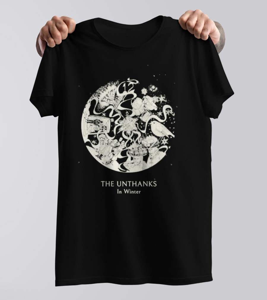 The Unthanks In Winter Snowy Circle With Bird And Holiday Symbols T-Shirt