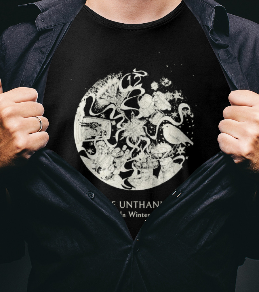 The Unthanks In Winter Snowy Circle With Bird And Holiday Symbols T-Shirt