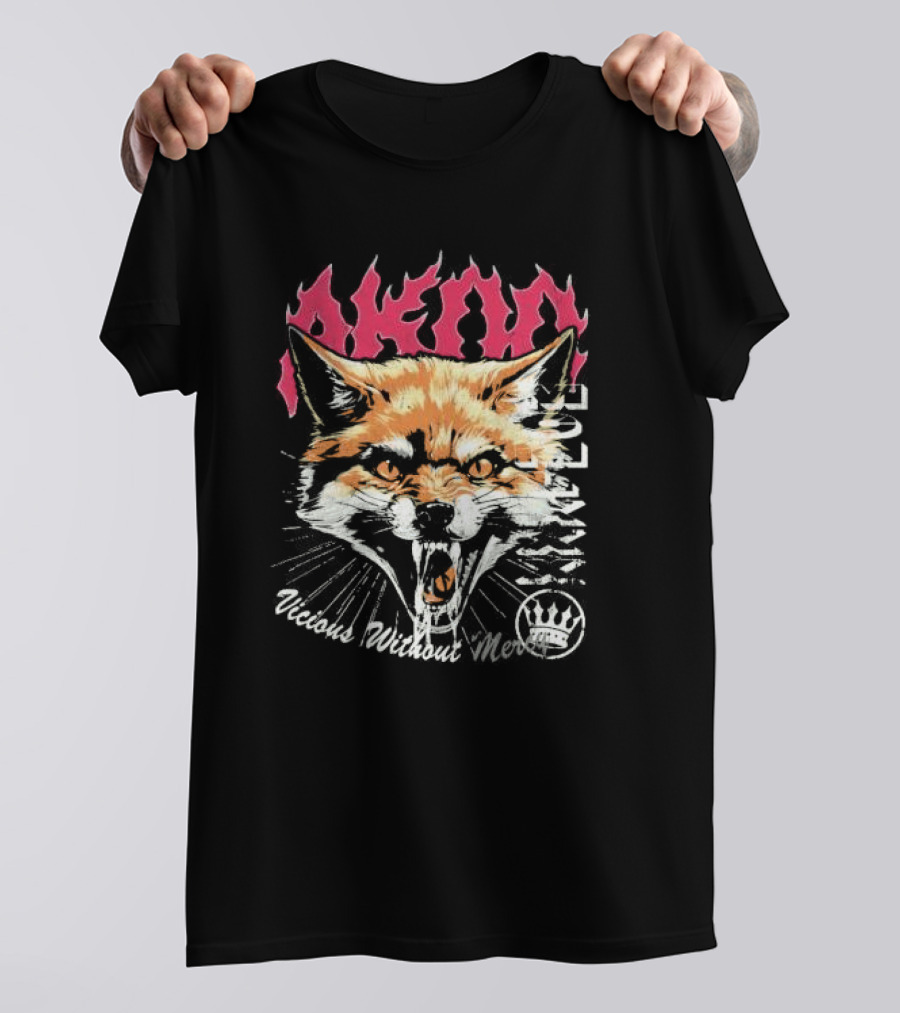 Akimo Vicious Without Mercy Orange Fox Crown T-Shirt
