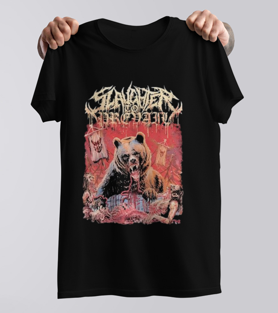 Slaughter To Prevail Bear With Blood-Soaked Banner Background T-Shirt
