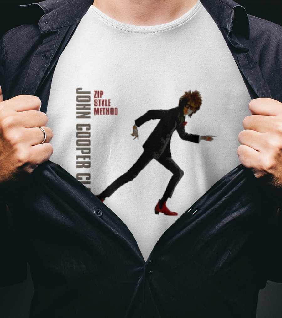 John Cooper Clarke Zip Style Method Dynamic Pose In Red Boots T-Shirt