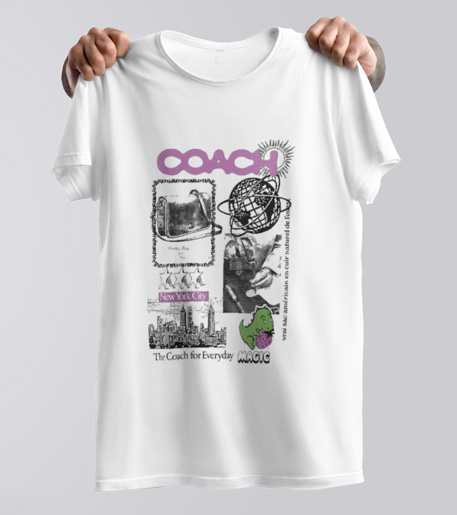 New York City COACH Vrai Sac Américain En Cuir Naturel The Coach For Everyday Magic T-Shirt