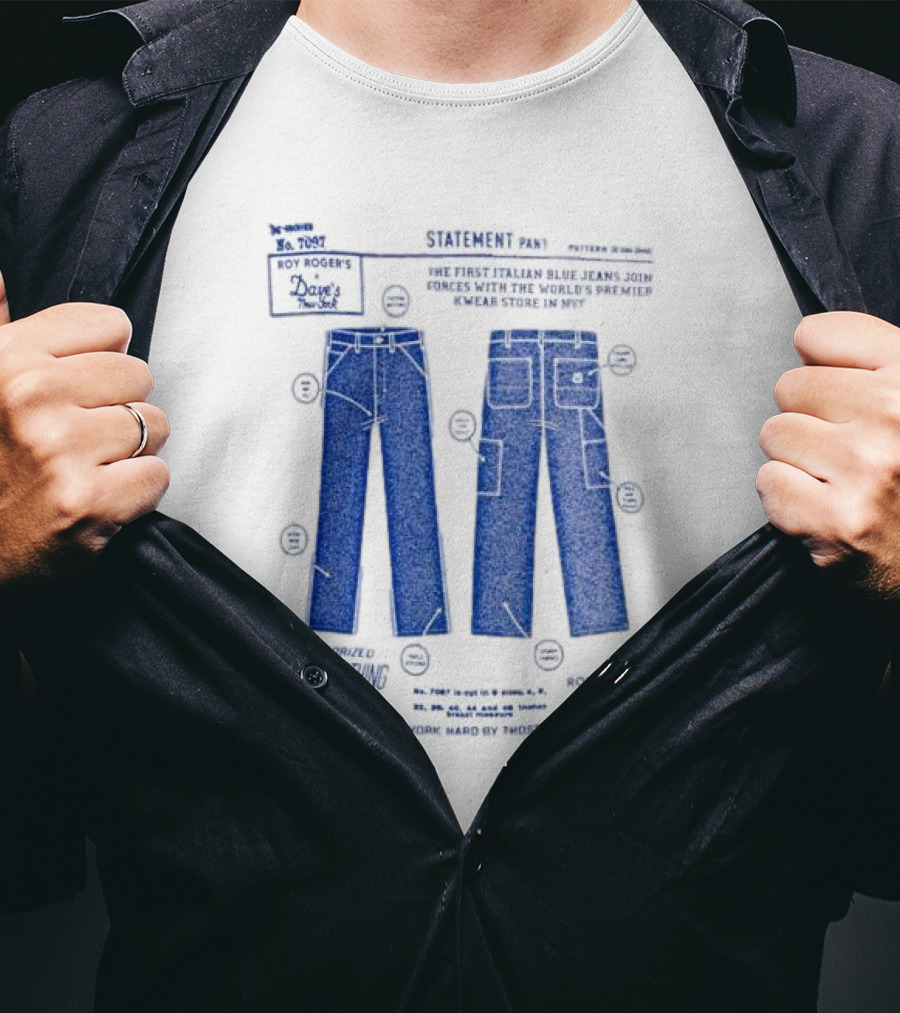 Roy Roger's Dave's Workwear Collaboration Italian Blue Jeans In NYC T-Shirt