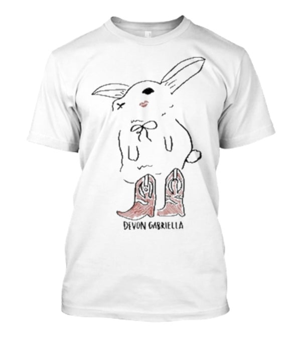 Devon Gabriella Bunny In Boots With Ribbon Bow And Cowboy Shoes T-Shirt