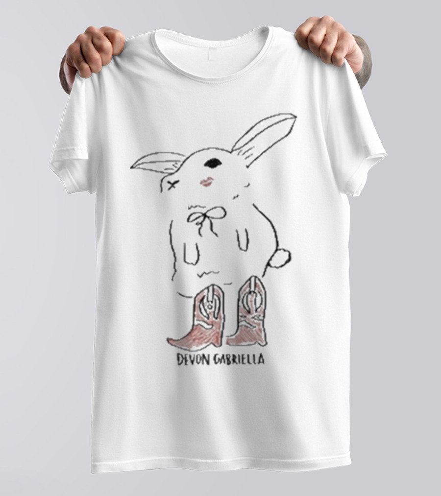 Devon Gabriella Bunny In Boots With Ribbon Bow And Cowboy Shoes T-Shirt
