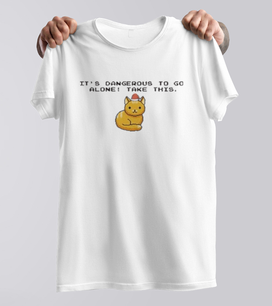 It's Dangerous To Go Alone Take This Cat Pixel T-Shirt