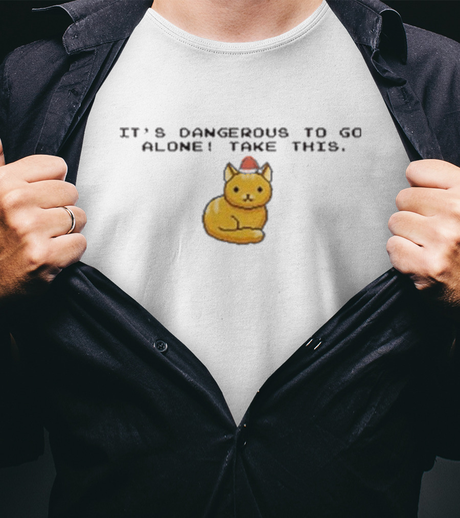 It's Dangerous To Go Alone Take This Cat Pixel T-Shirt