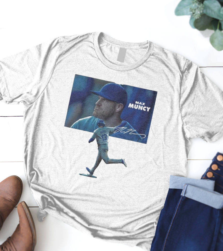 Max Muncy Baseball Figurine And Signature Photo T-Shirt