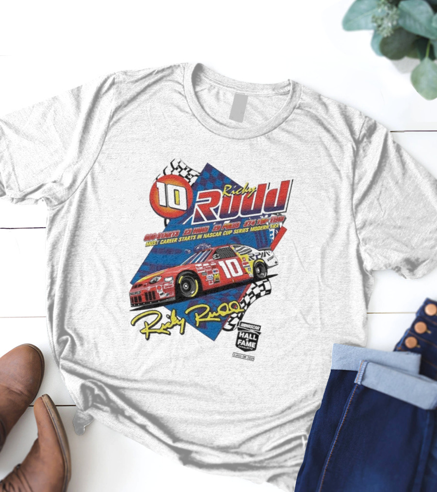 Ricky Rudd 2025 NASCAR Hall Of Fame Inductee 906 Starts 23 Wins 29 Top 5s 48 Top 10s Most Career Starts In NASCAR Cup Series Modern Era T-Shirt