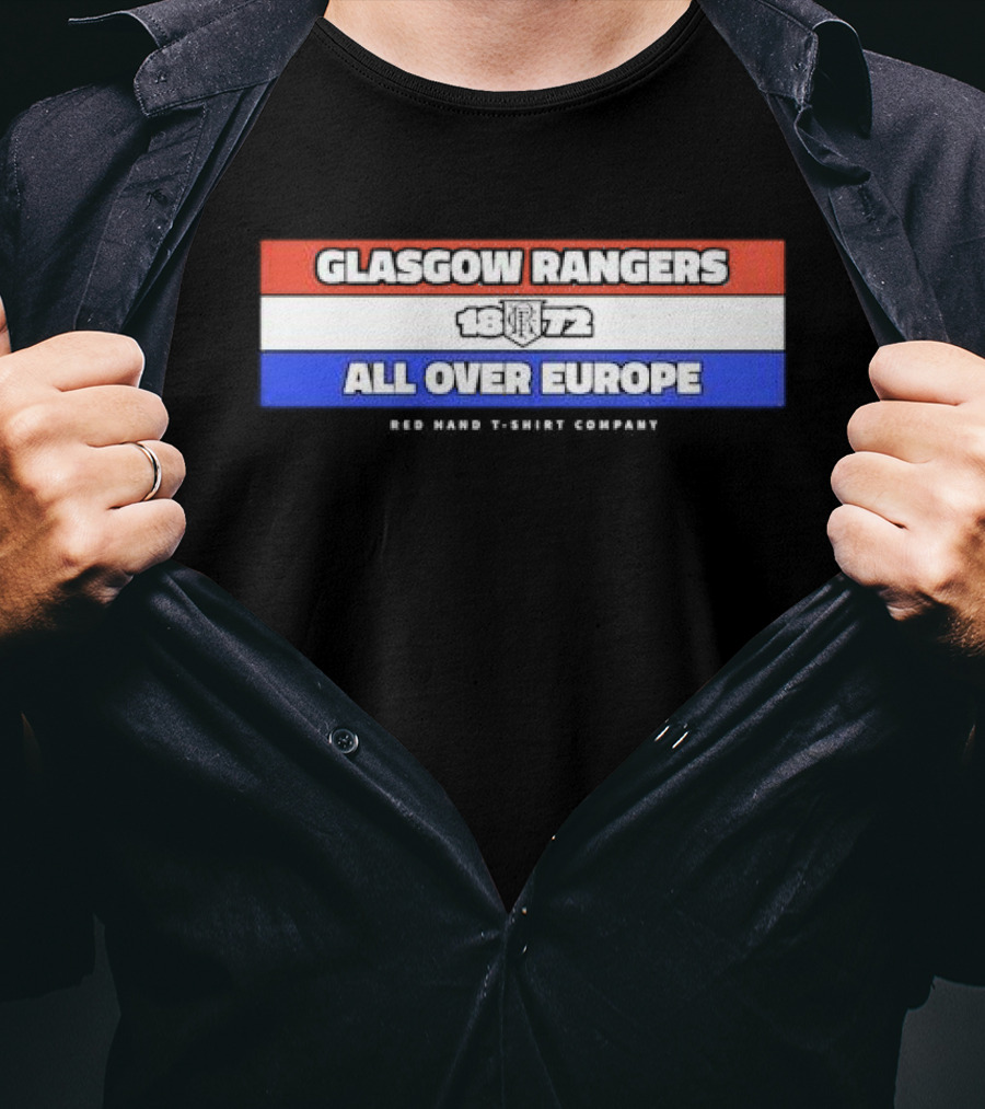 Glasgow Rangers 1872 All Over Europe Red Hand T-Shirt Company T-Shirt