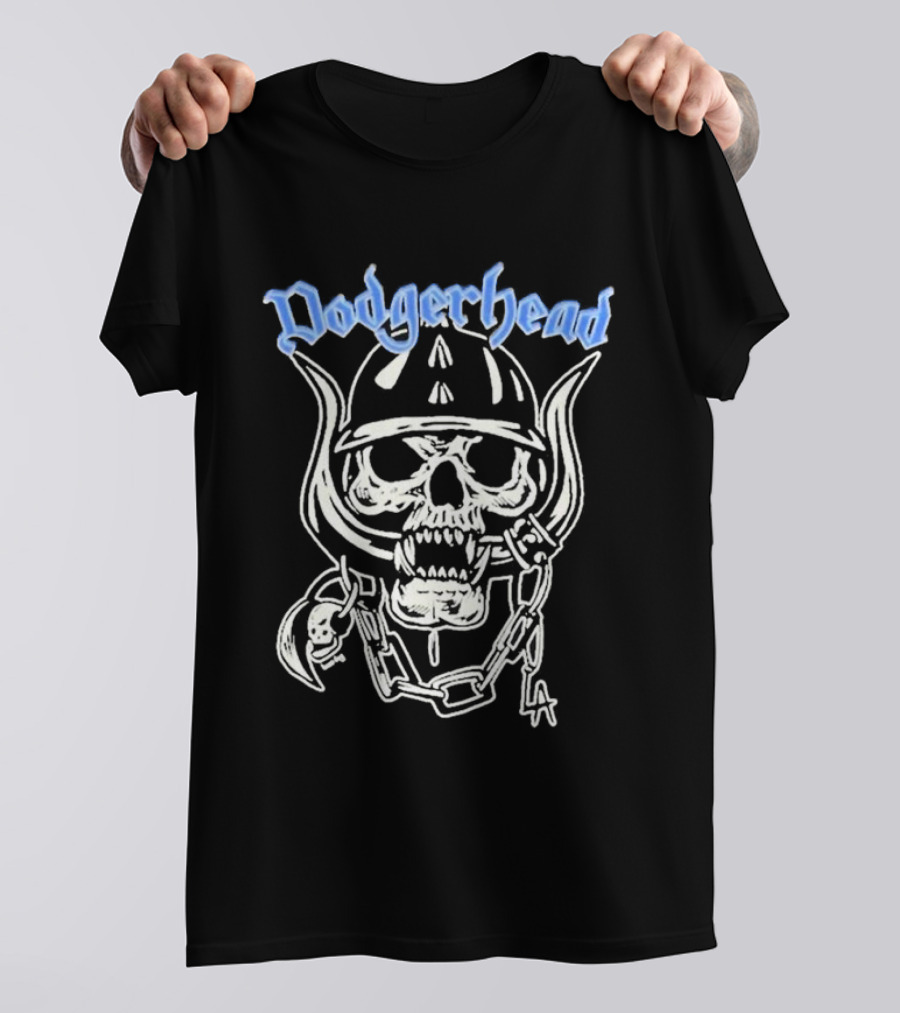 Dodgerhead Los Angeles Dodgers Skull Chain Helmet T-Shirt