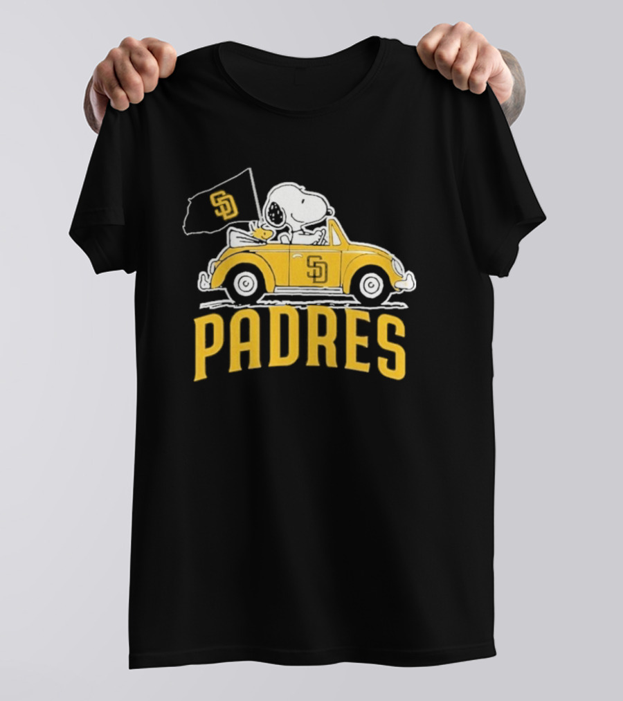 Snoopy San Diego Padres Car Flag Baseball Mascot T-Shirt