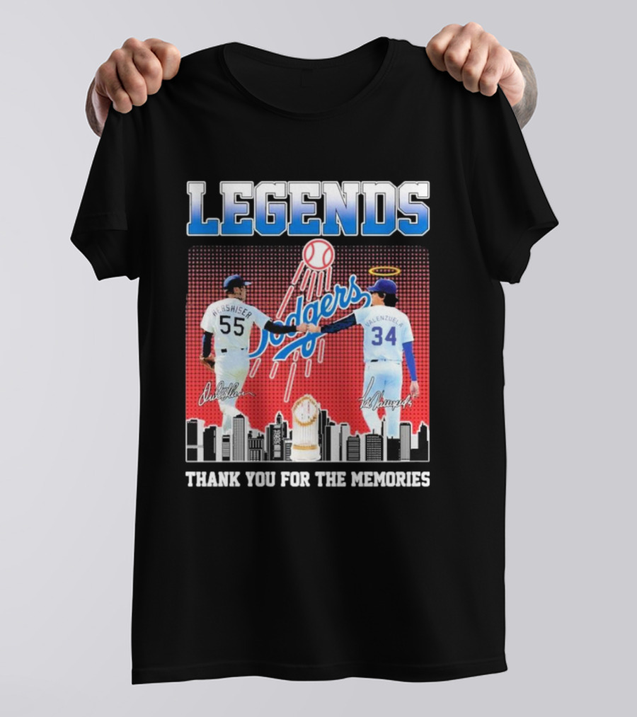 Legends Dodgers Orel Hershiser Fernando Valenzuela Thank You For The Memories T-Shirt