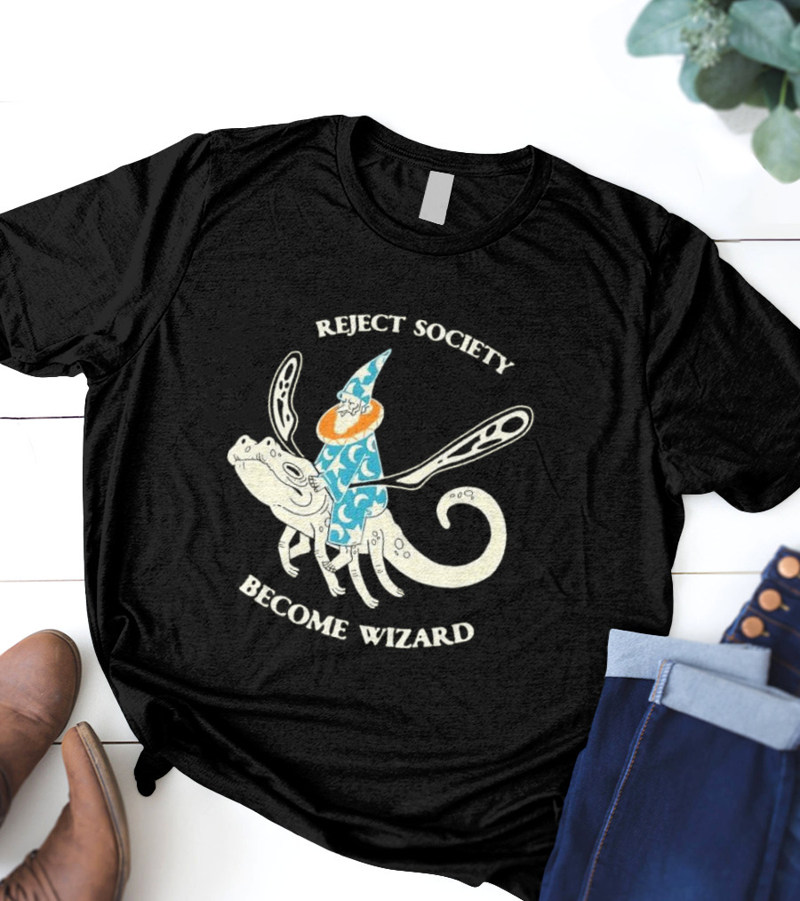 Reject Society Become Wizard Riding Mystical Creature T-Shirt