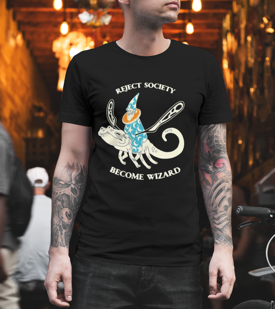 Reject Society Become Wizard Riding Mystical Creature T-Shirt