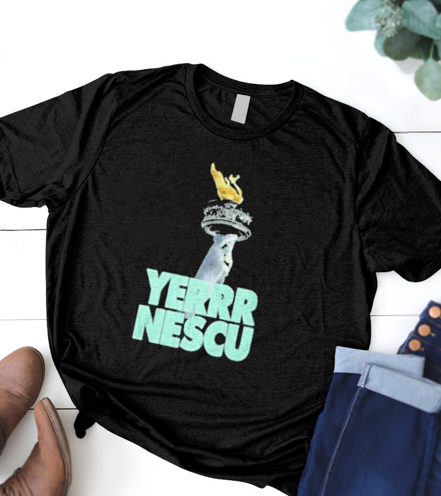 Sabrina Rocking The YERRR NESCU Statue Of Liberty Torch Flame T-Shirt
