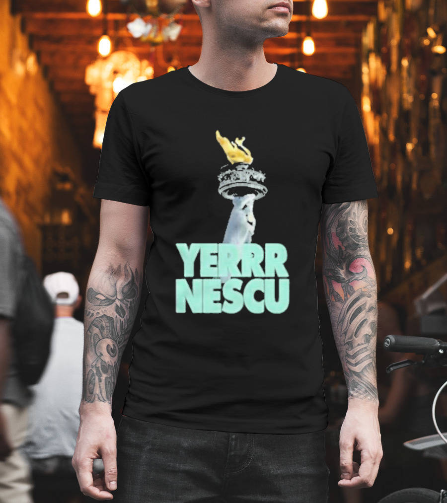 Sabrina Rocking The YERRR NESCU Statue Of Liberty Torch Flame T-Shirt