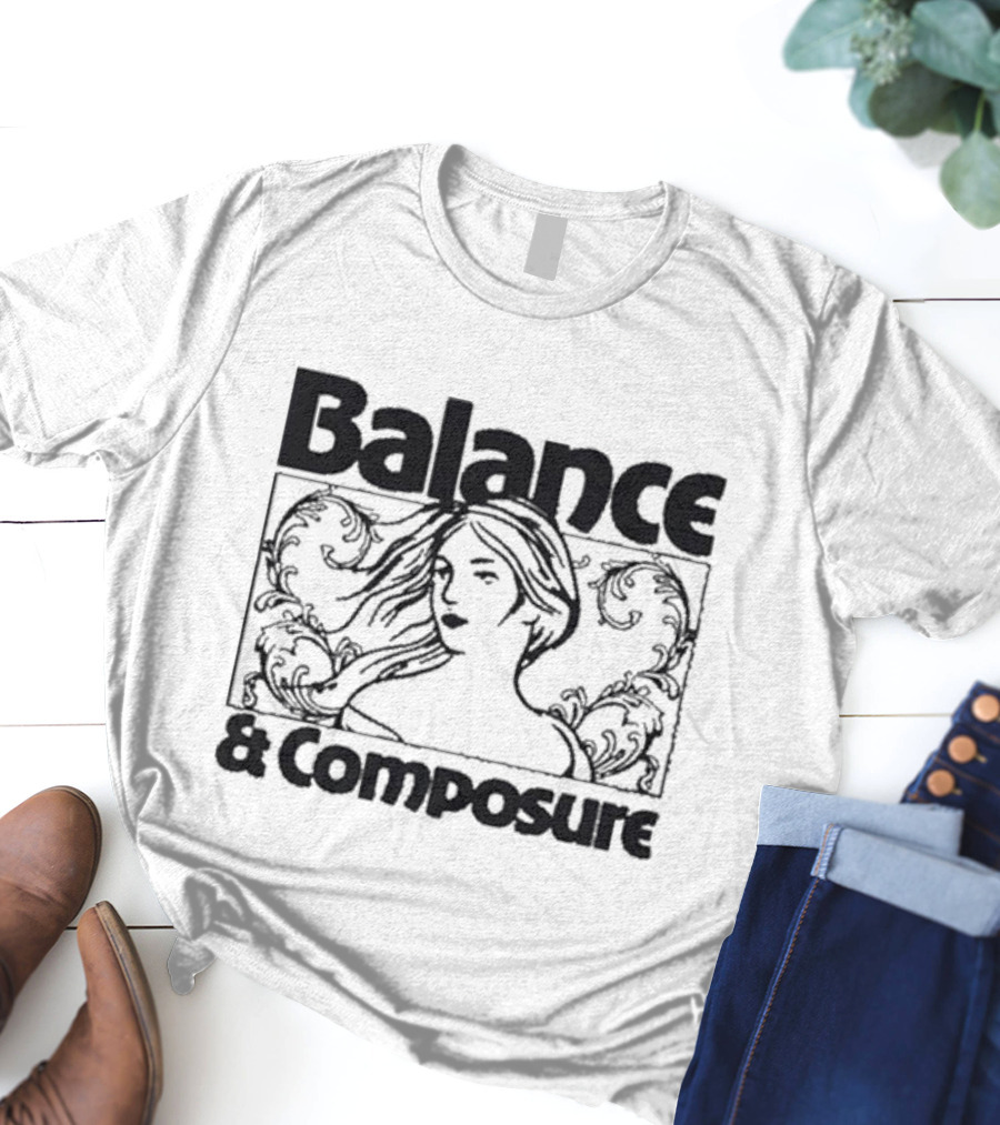 Balance And Composure Wyis Woman With Flowing Hair And Ornamental T-Shirt