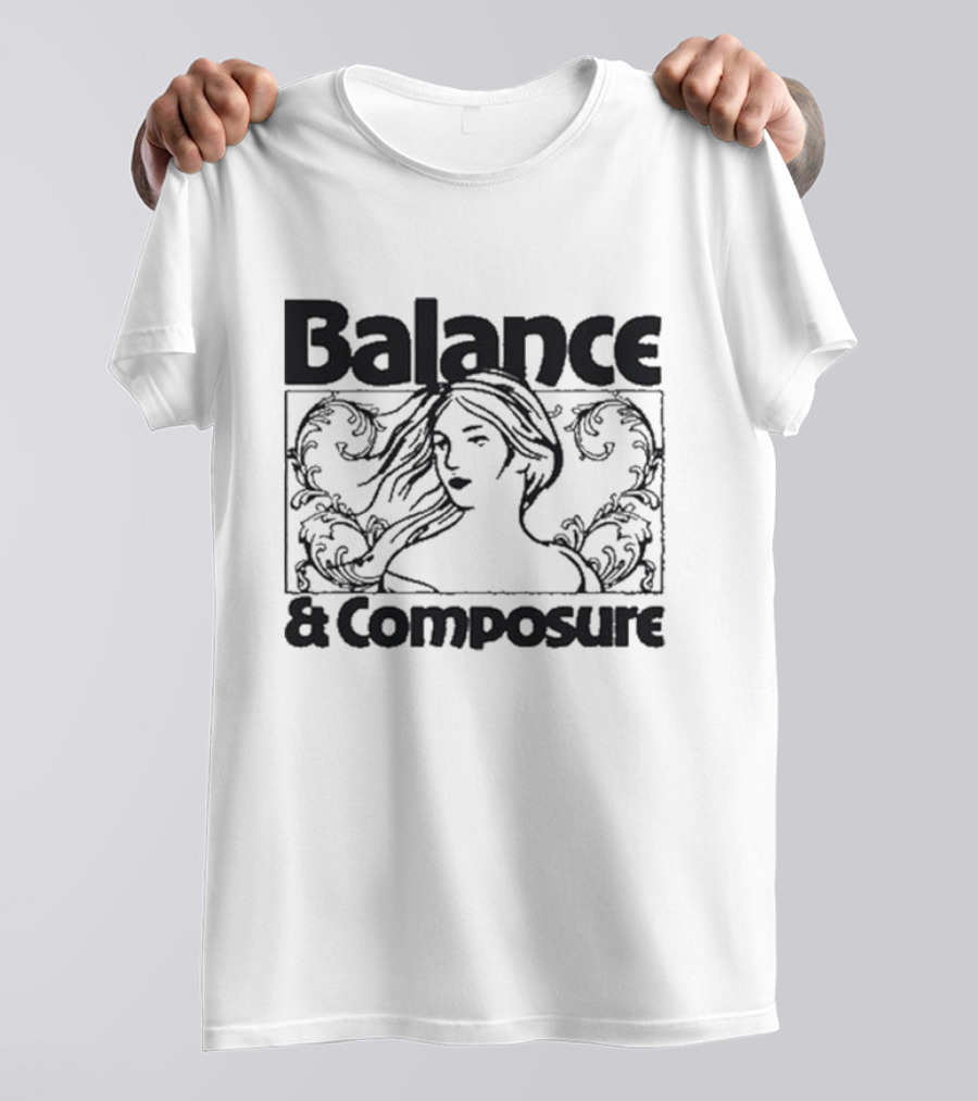 Balance And Composure Wyis Woman With Flowing Hair And Ornamental T-Shirt