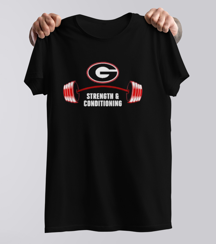 Georgia Bulldogs Strength And Conditioning Uga Gym Barbell T-Shirt