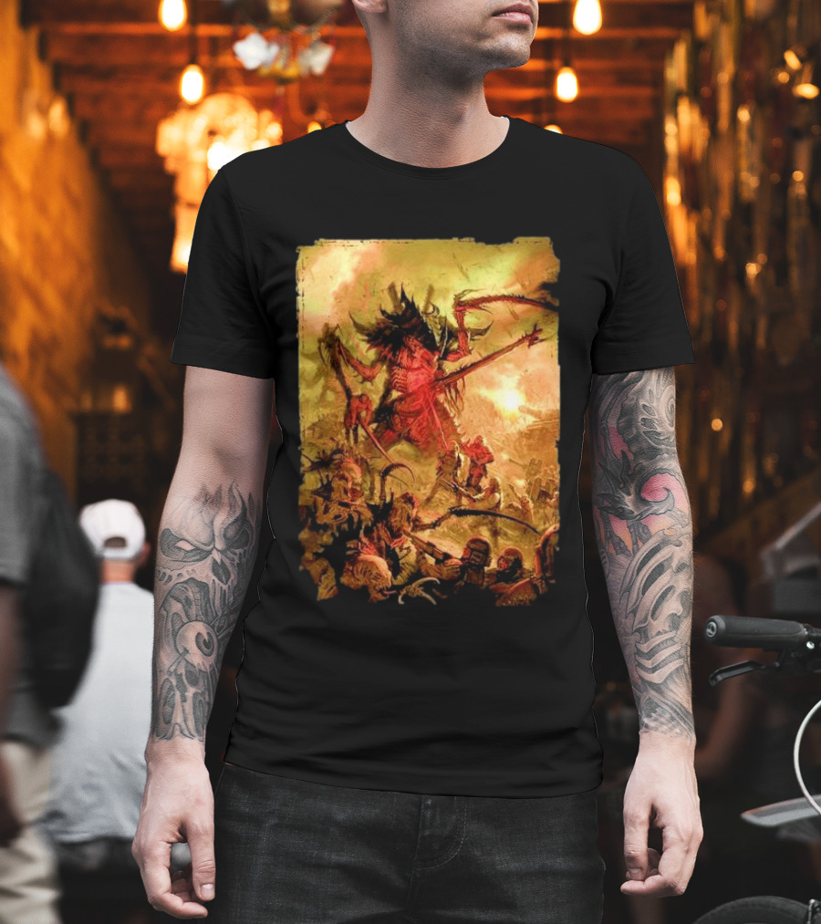 War Zone Octarius Rising Tide Black Tyranid Artwork Battle Scene T-Shirt