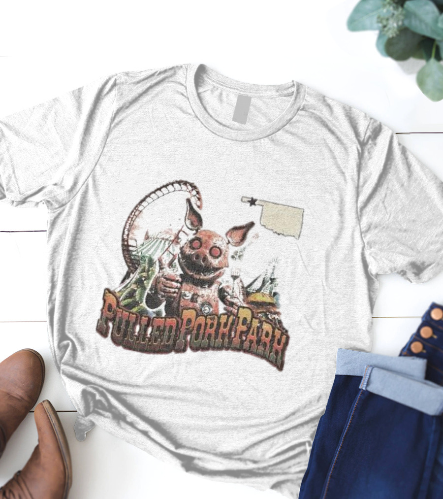 Pulled Pork Park Hivemind Roller Coaster Oklahoma Pig Carnival T-Shirt