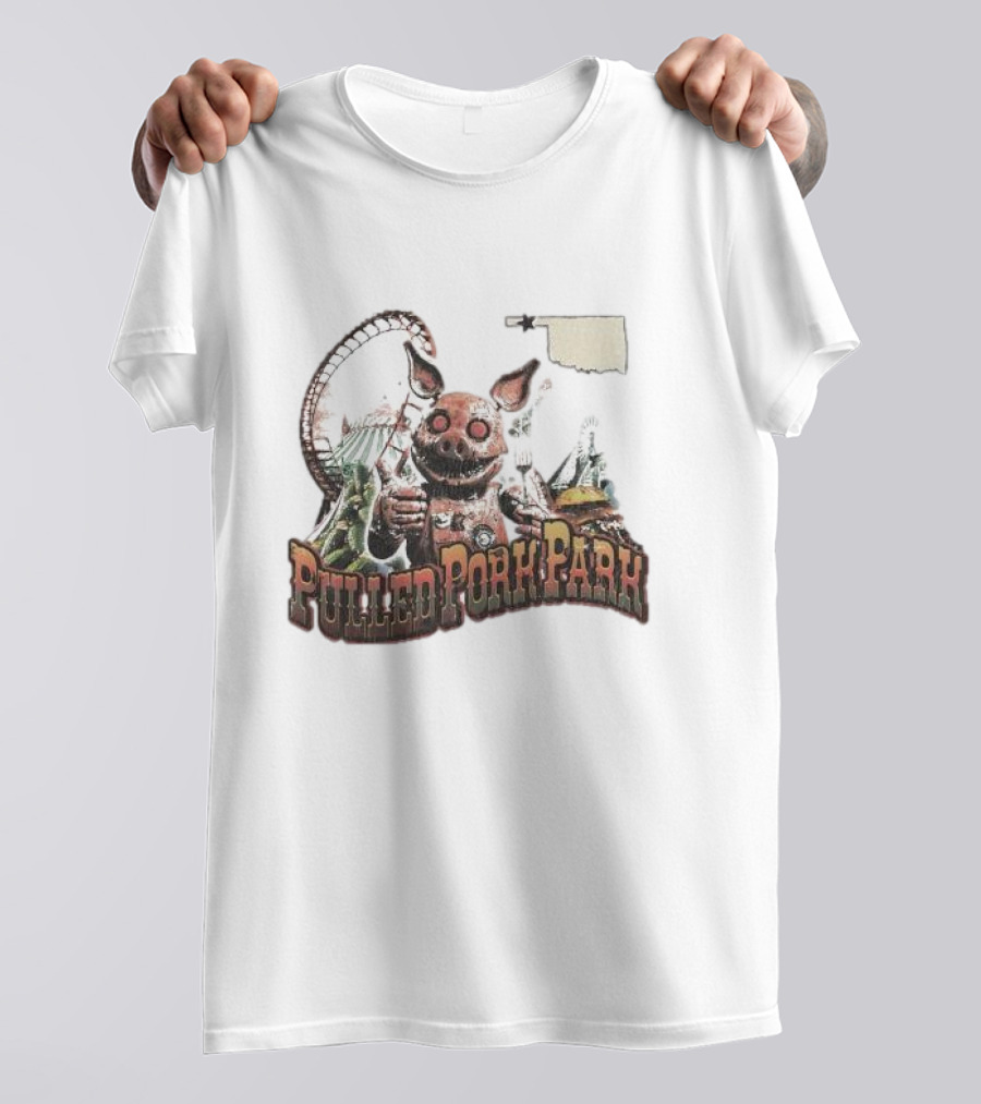Pulled Pork Park Hivemind Roller Coaster Oklahoma Pig Carnival T-Shirt