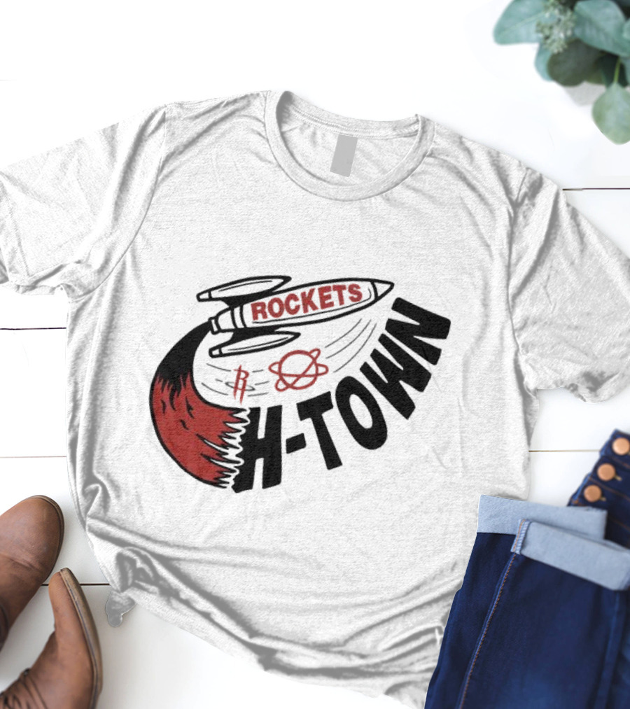 Houston Rockets H-Town Rocketship Orbit T-Shirt