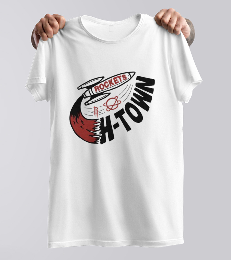 Houston Rockets H-Town Rocketship Orbit T-Shirt