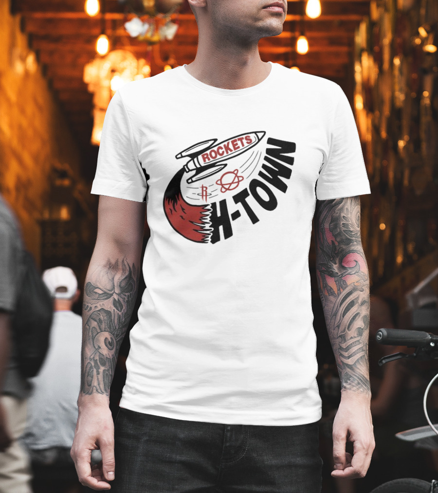 Houston Rockets H-Town Rocketship Orbit T-Shirt