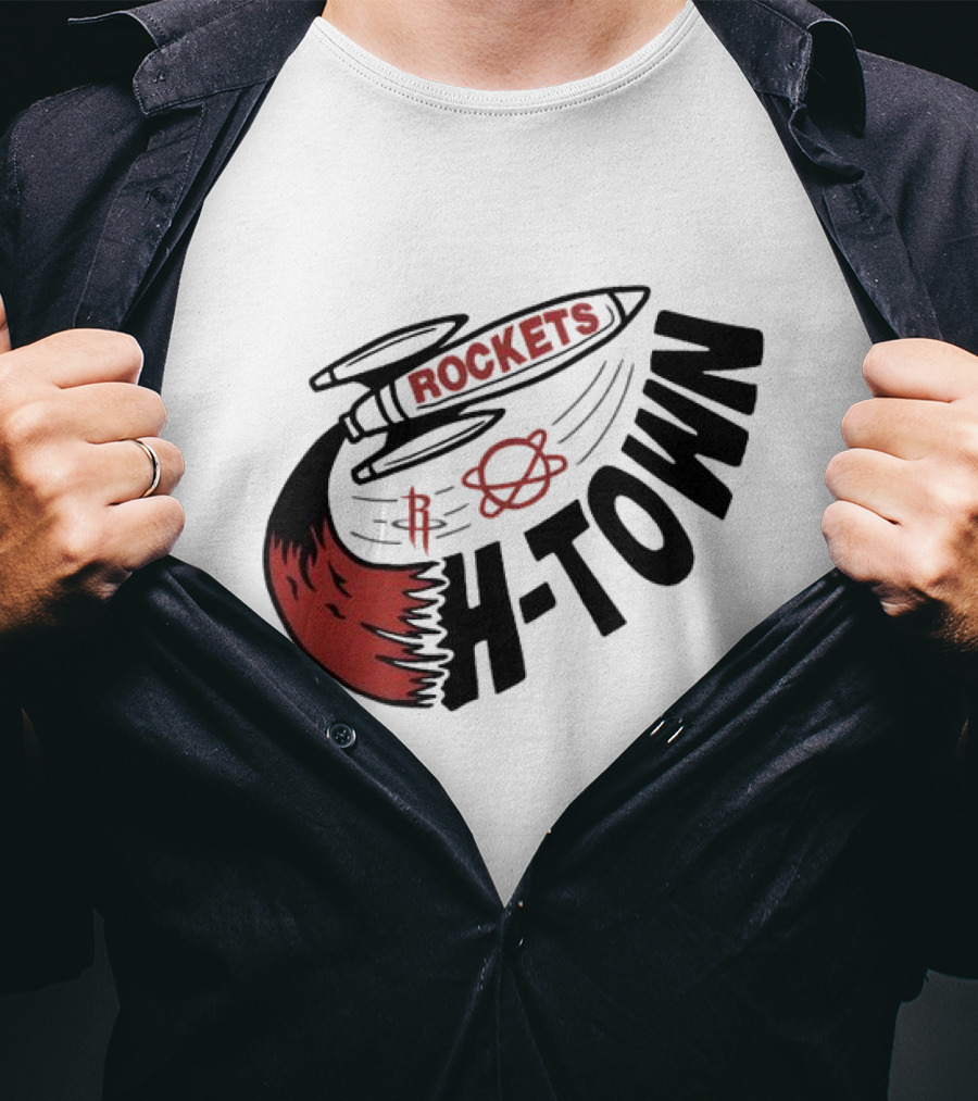 Houston Rockets H-Town Rocketship Orbit T-Shirt