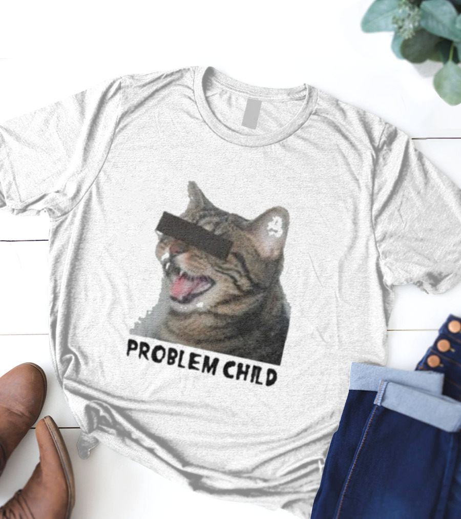 PROBLEM CHILD Cat Meme Censored Face T-Shirt