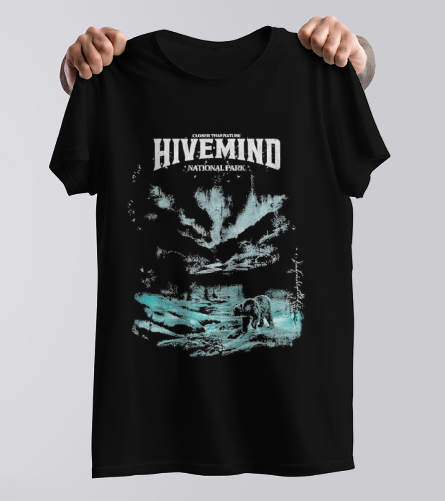 Closer Than Nature Hivemind National Park Bear Wilderness Scene T-Shirt