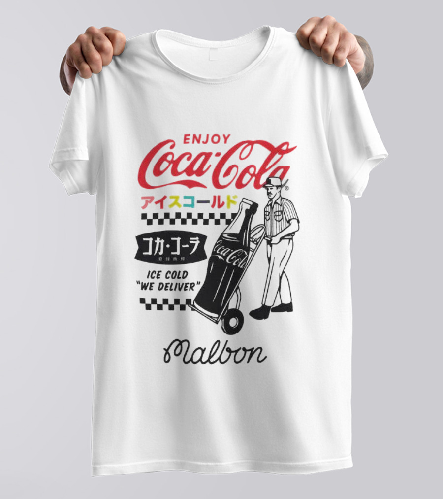 Enjoy Coca-Cola Ice Cold We Deliver Vintage Style Malbon Collaboration T-Shirt