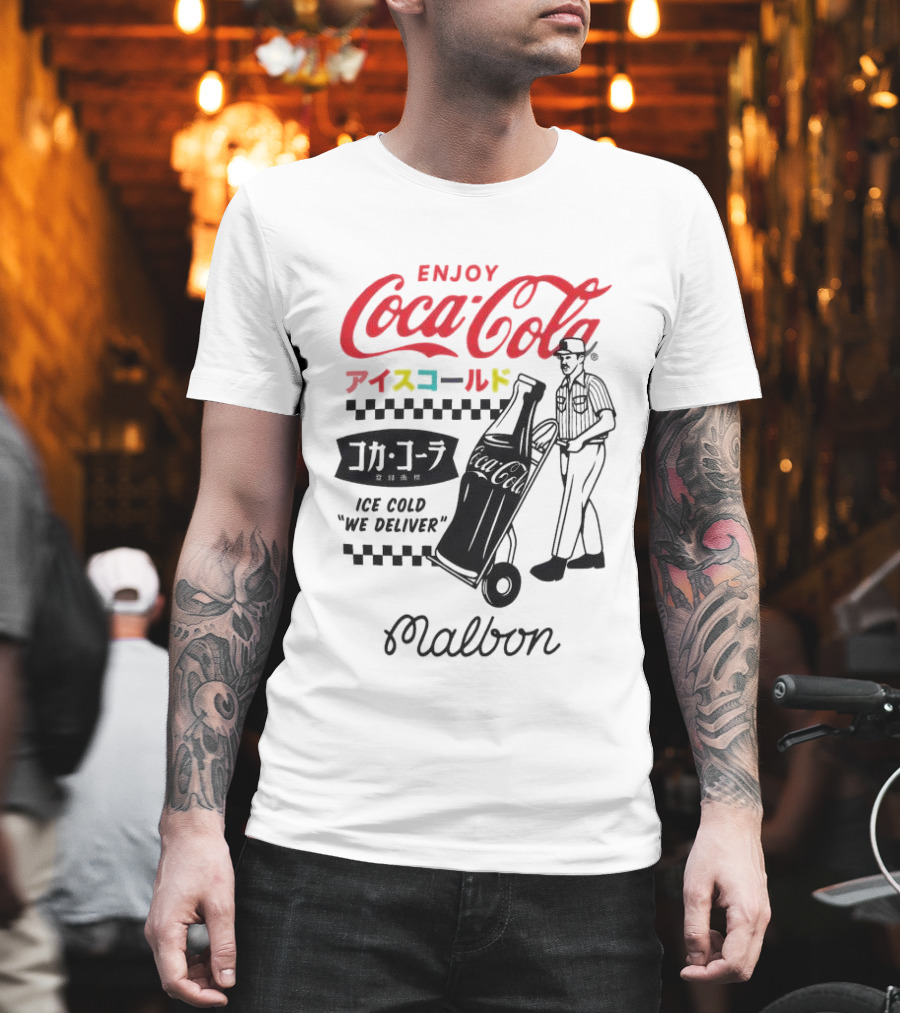 Enjoy Coca-Cola Ice Cold We Deliver Vintage Style Malbon Collaboration T-Shirt