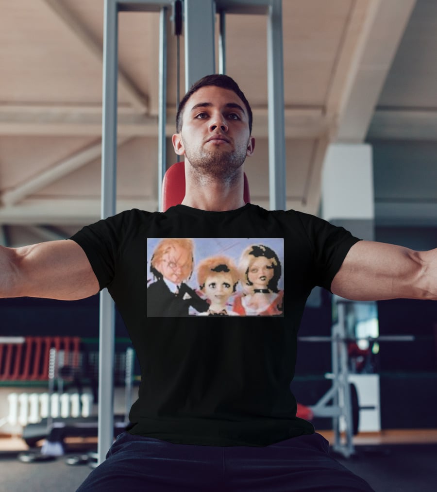 Chucky And Family Horror Characters In Distorted Family T-Shirt