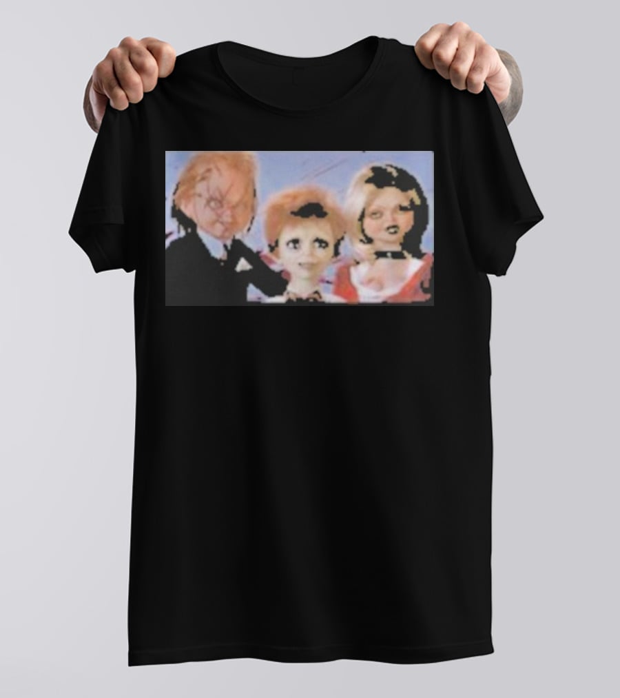 Chucky And Family Horror Characters In Distorted Family T-Shirt