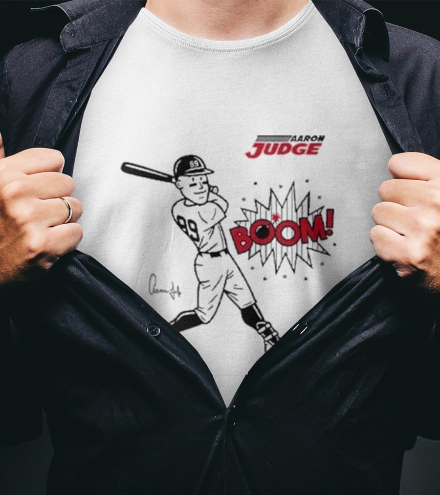 Aaron Judge 99 Boom Signature New York Yankees Baseball Caricature T-Shirt