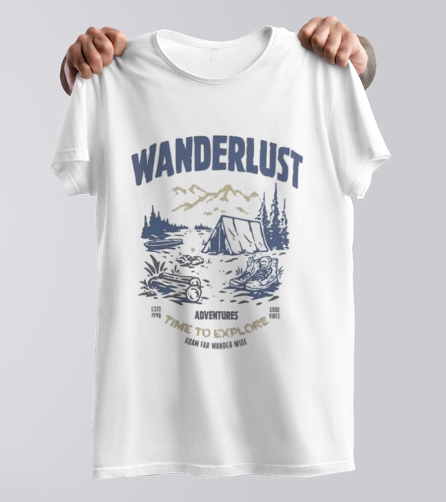 Wanderlust Adventures Time To Explore Roam Far Wander Wide Good Vibes Estd 1998 T-Shirt