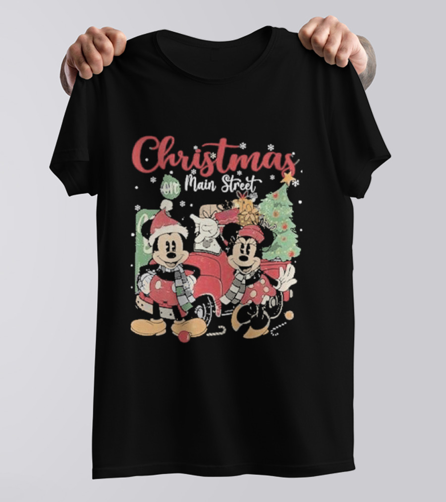 Christmas On Main Street With Mickey And Minnie Disney Holiday T-Shirt