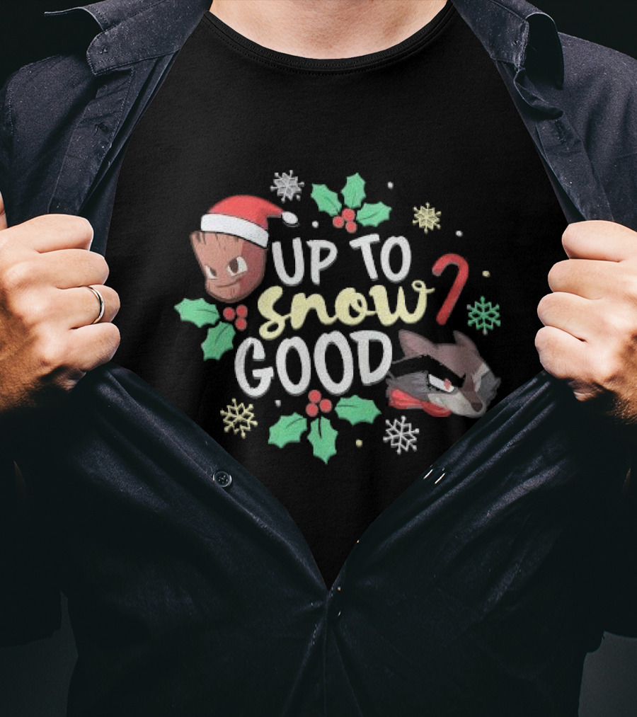 Groot And Rocket Up To Snow Good Guardians Christmas Holiday T-Shirt