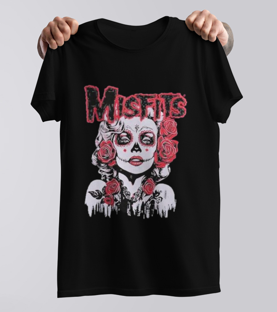 Misfits Dia De Los Muertos Iconic Star With Roses T-Shirt