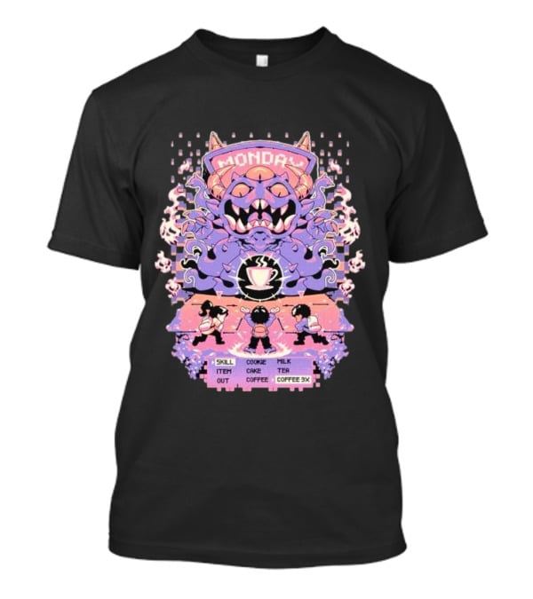 Monday Coffee Battle Monster Skill Cookie Milk Tea Coffee 3X T-Shirt