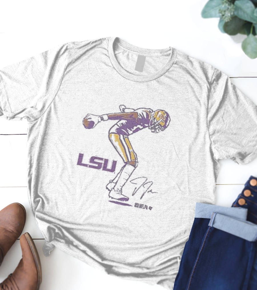 LSU Tigers Justin Jefferson NFL Superstar Pose Signature T-Shirt